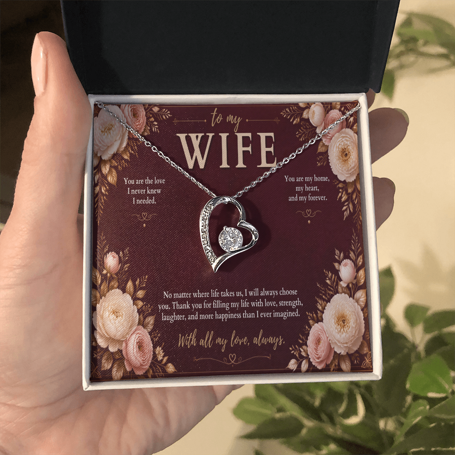 To My Wife Forever Love Necklace – Romantic Heart Pendant Gift