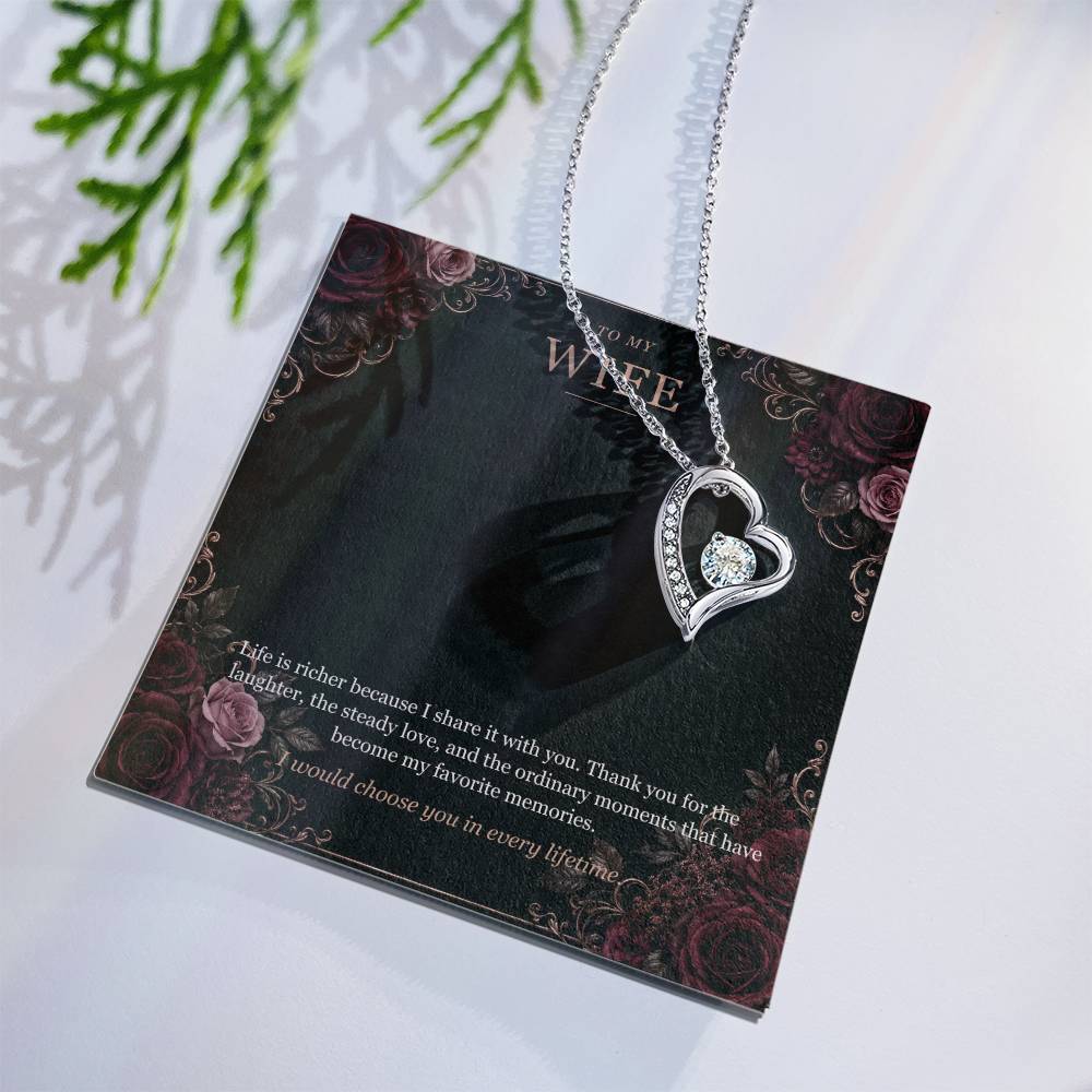 To My Wife Onyx and Rose Gold Necklace – Forever Love Gift