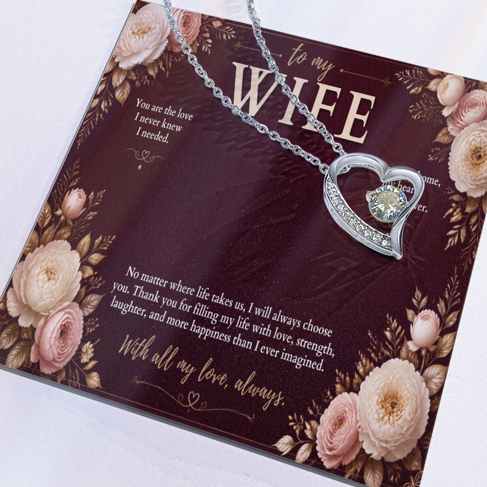 To My Wife Forever Love Necklace – Romantic Heart Pendant Gift