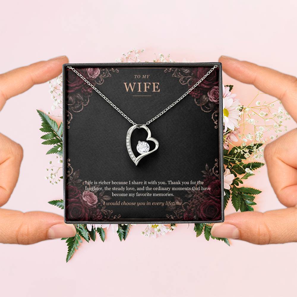 To My Wife Onyx and Rose Gold Necklace – Forever Love Gift