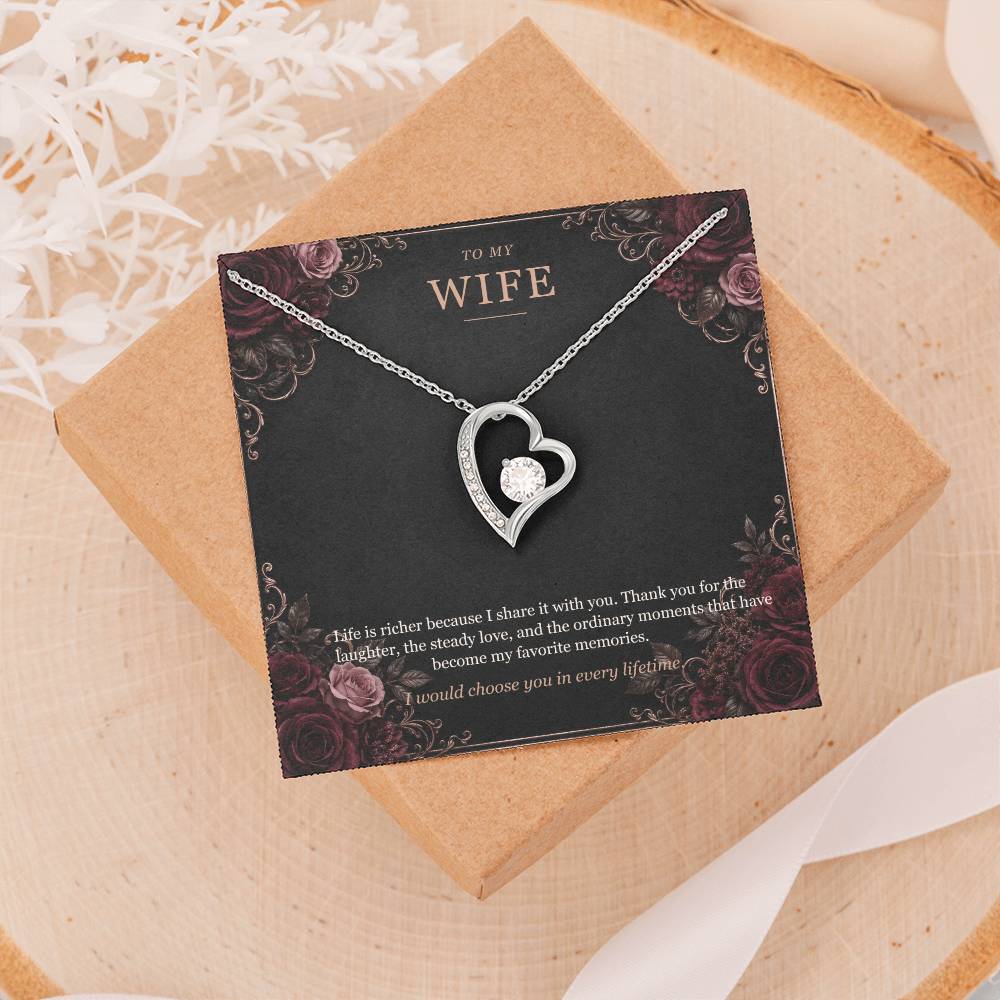 To My Wife Onyx and Rose Gold Necklace – Forever Love Gift