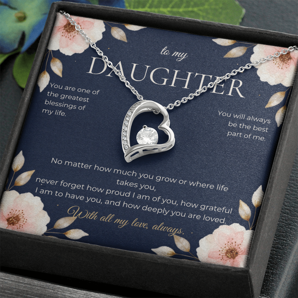 To My Daughter Forever Love Necklace, Heart Pendant Gift from Mom or Dad