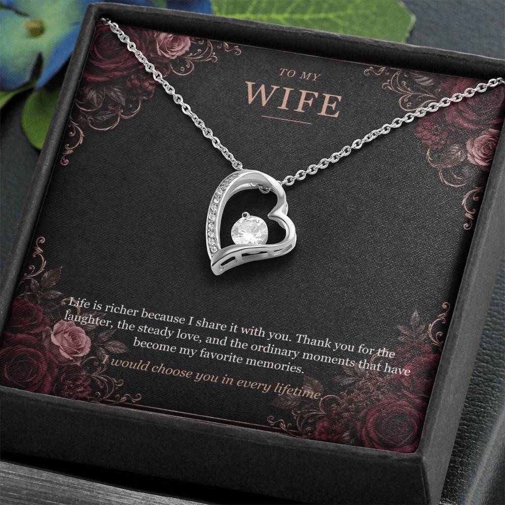 To My Wife Onyx and Rose Gold Necklace – Forever Love Gift