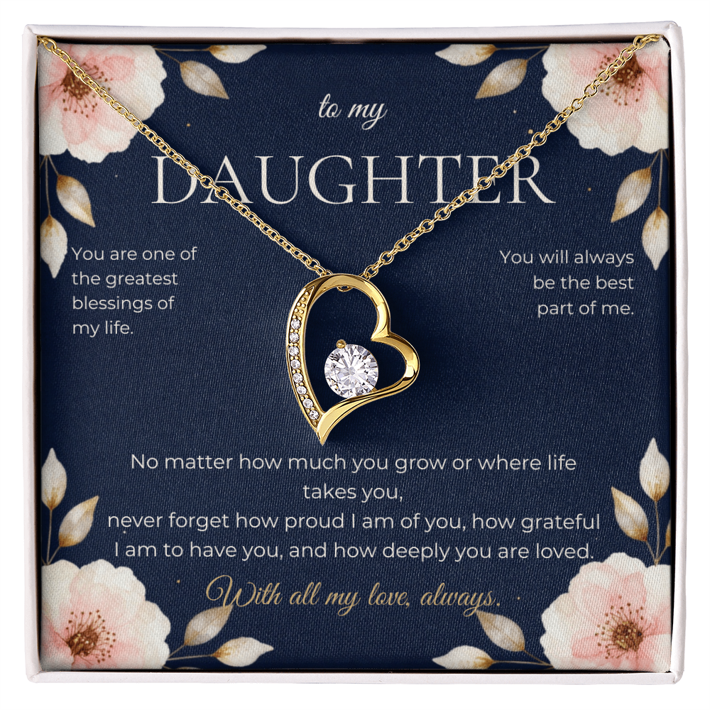 To My Daughter Forever Love Necklace, Heart Pendant Gift from Mom or Dad