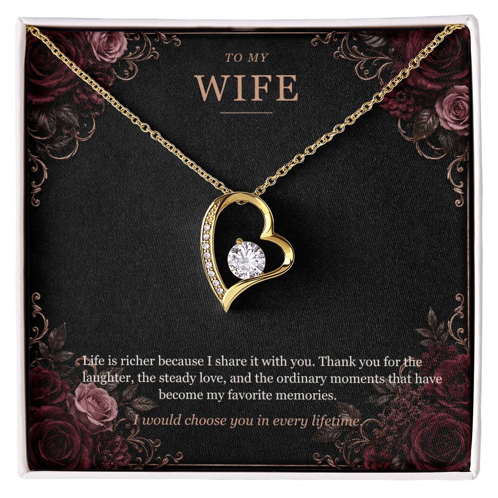 To My Wife Onyx and Rose Gold Necklace – Forever Love Gift