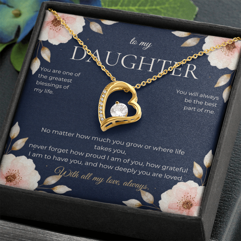 To My Daughter Forever Love Necklace, Heart Pendant Gift from Mom or Dad
