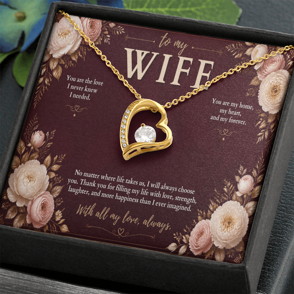 To My Wife Forever Love Necklace – Romantic Heart Pendant Gift
