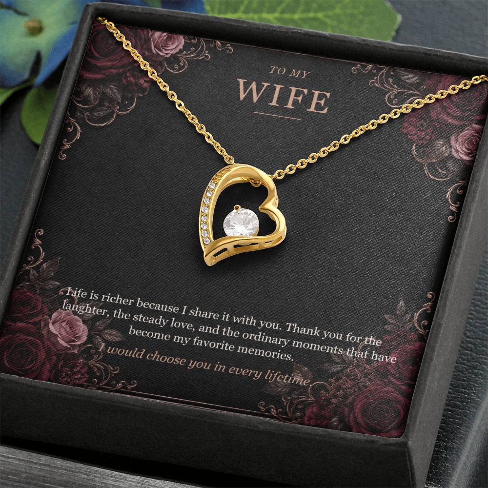 To My Wife Onyx and Rose Gold Necklace – Forever Love Gift
