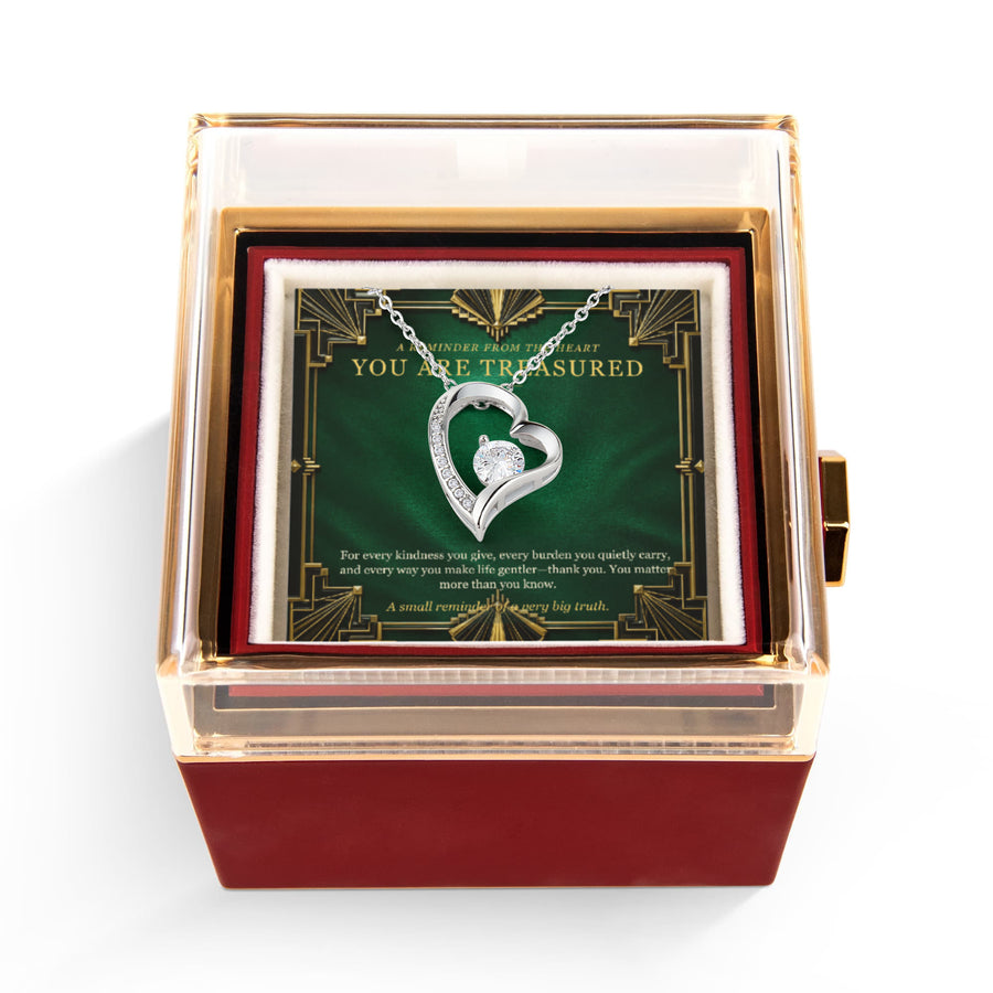 You Are Treasured – Forever Love Rotating Rose Necklace