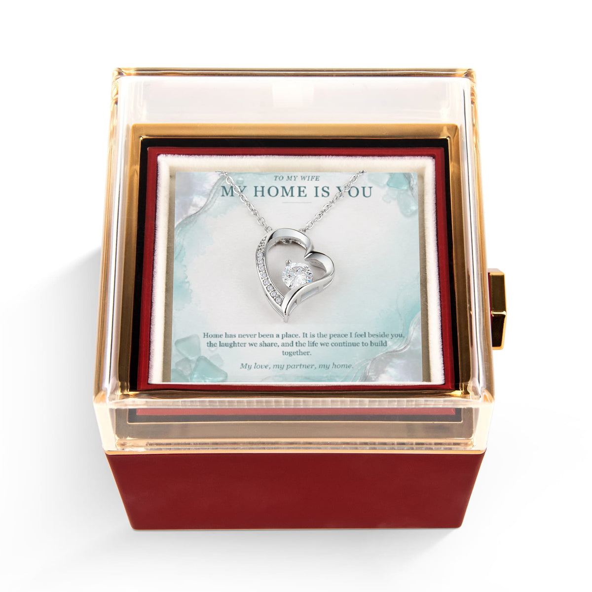 My Home Is You – Forever Love Rotating Rose Necklace