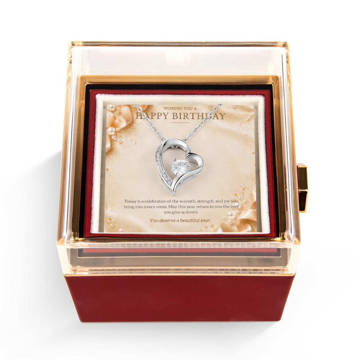 You Deserve A Beautiful Year – Forever Love Rotating Rose Necklace