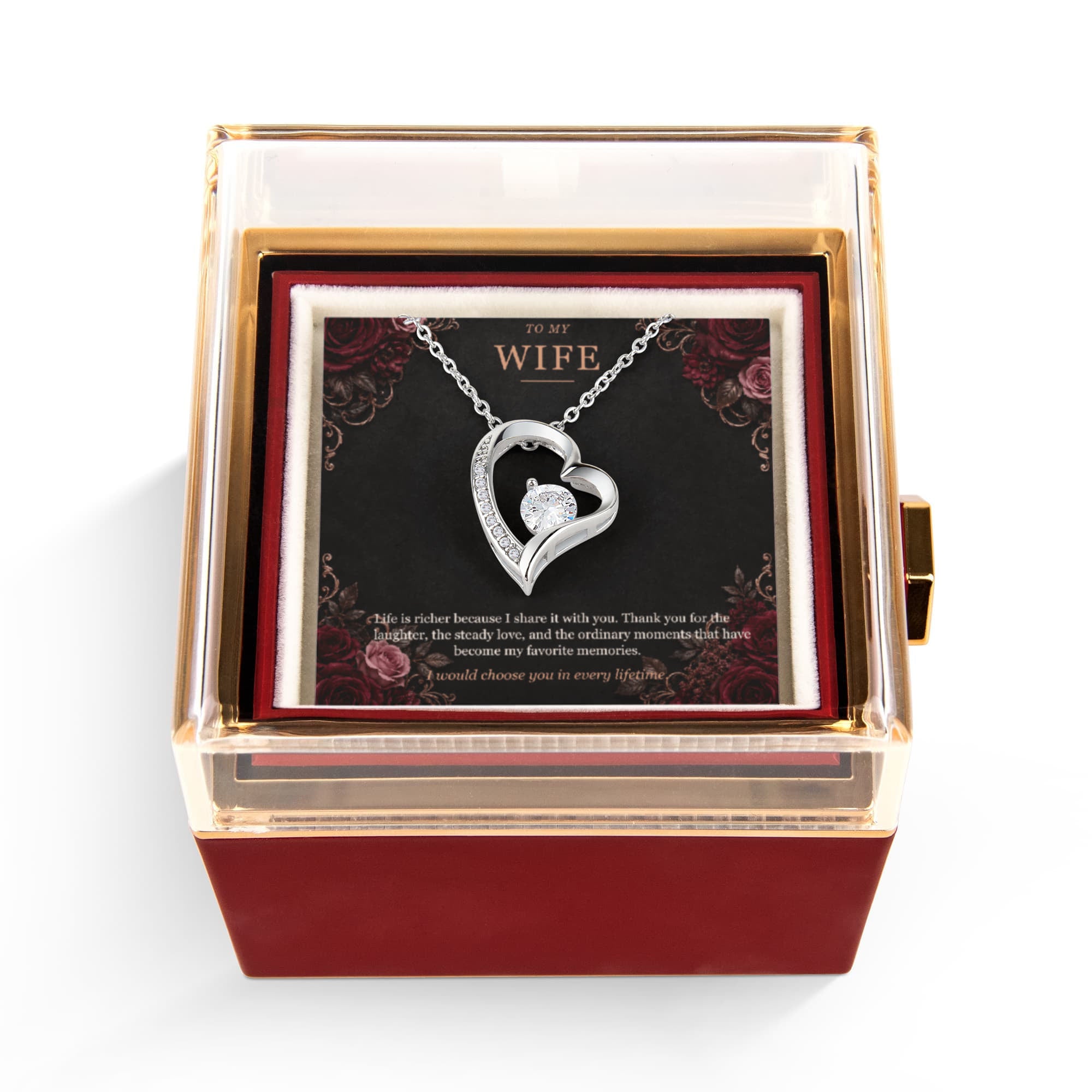 I Would Choose You Again – Forever Love Rotating Rose Necklace