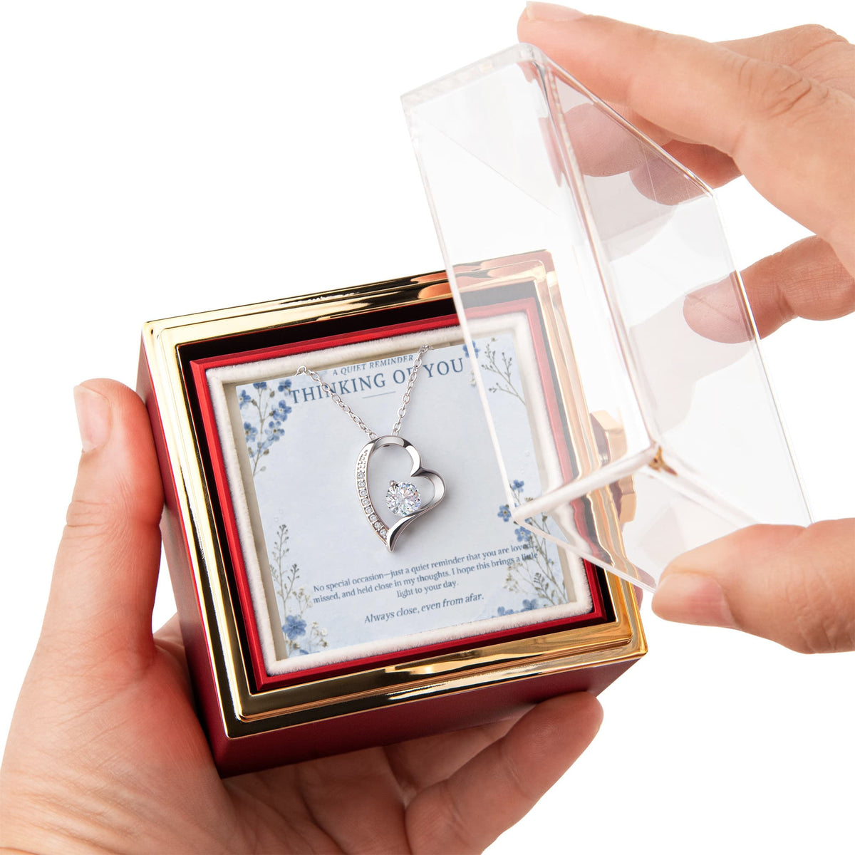Thinking Of You – Forever Love Rotating Rose Necklace