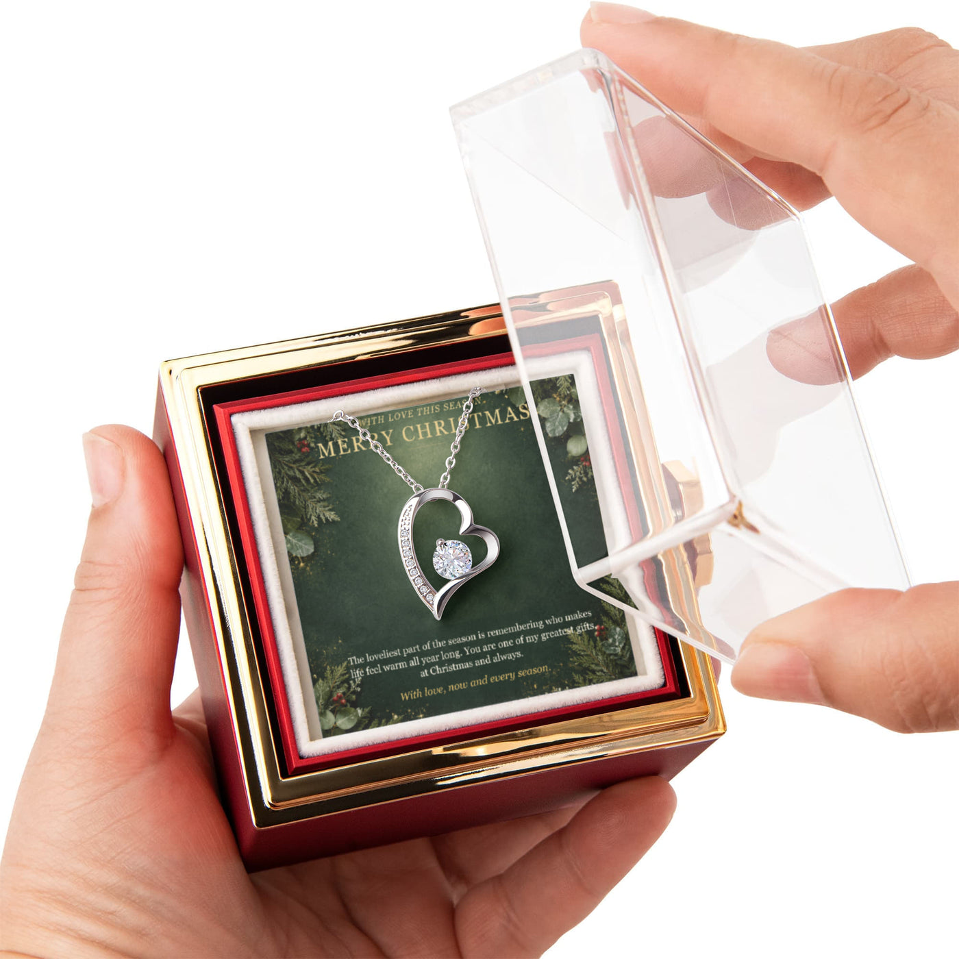 Merry Christmas – Forever Love Rotating Rose Necklace