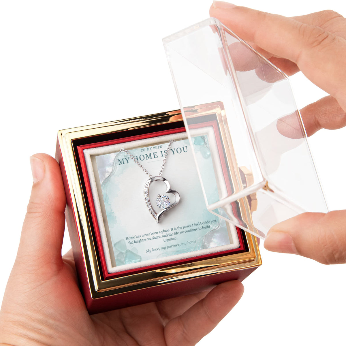 My Home Is You – Forever Love Rotating Rose Necklace