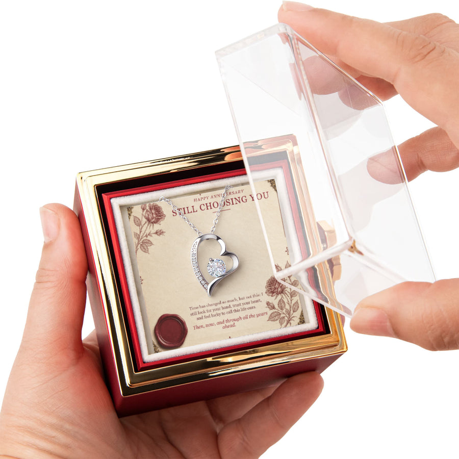 Still Choosing You – Forever Love Rotating Rose Necklace