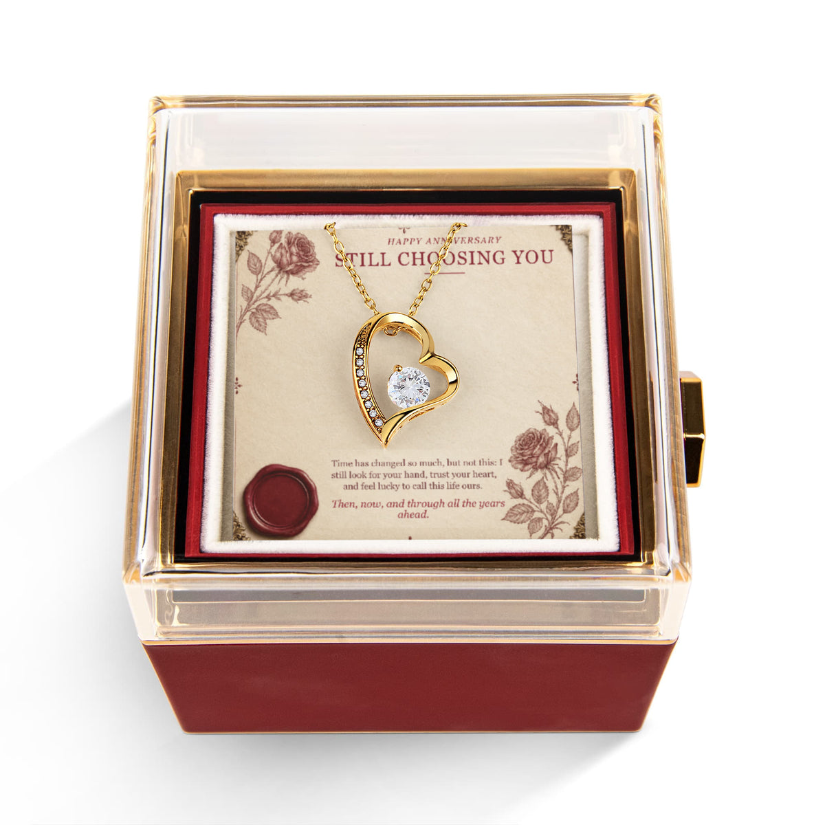 Still Choosing You – Forever Love Rotating Rose Necklace