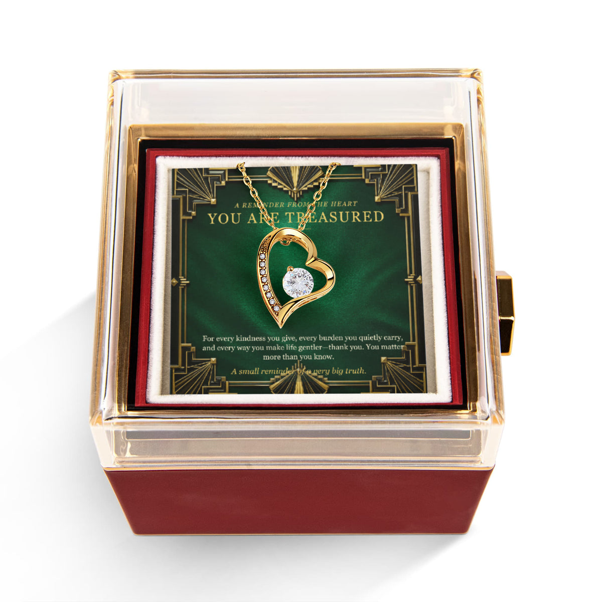 You Are Treasured – Forever Love Rotating Rose Necklace