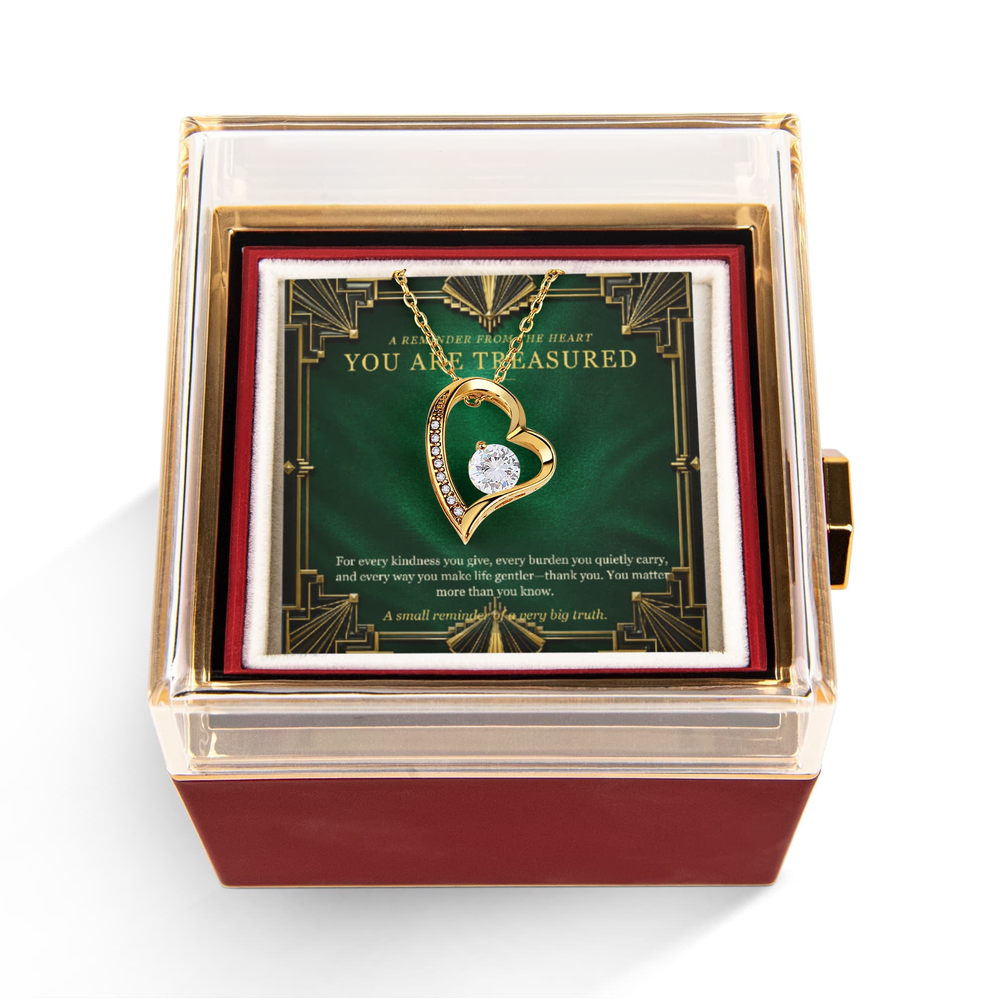 You Are Treasured – Forever Love Rotating Rose Necklace