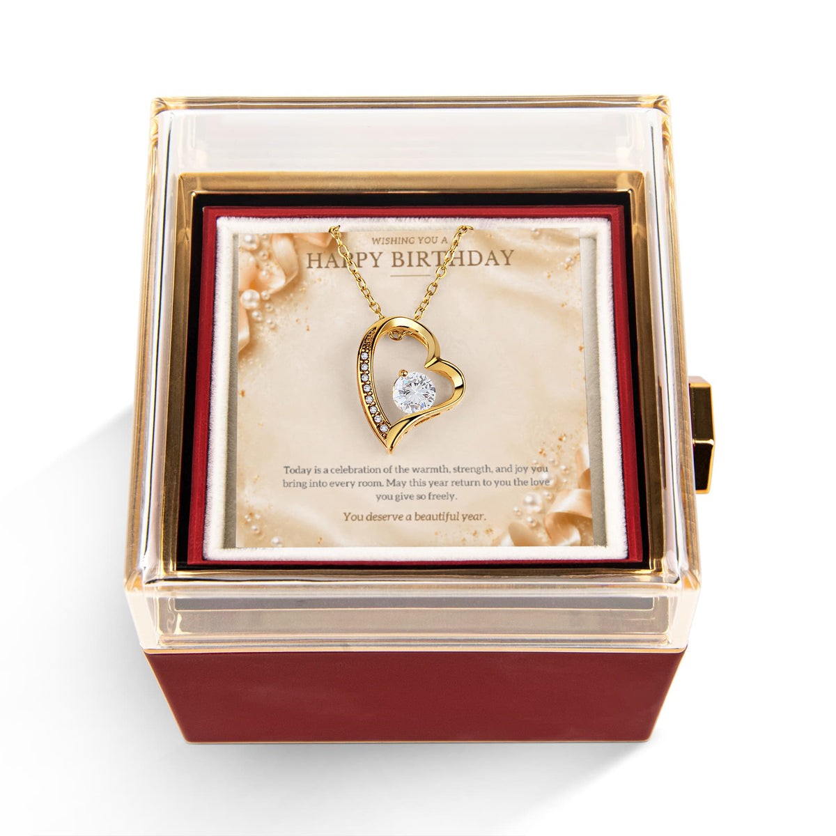 You Deserve A Beautiful Year – Forever Love Rotating Rose Necklace