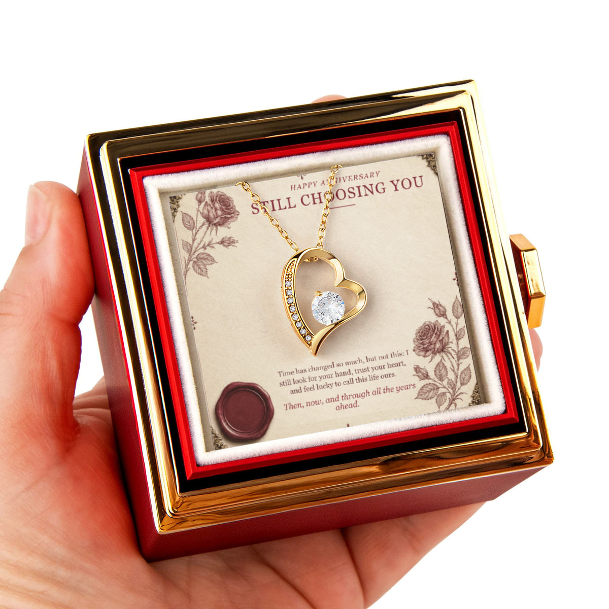 Still Choosing You – Forever Love Rotating Rose Necklace