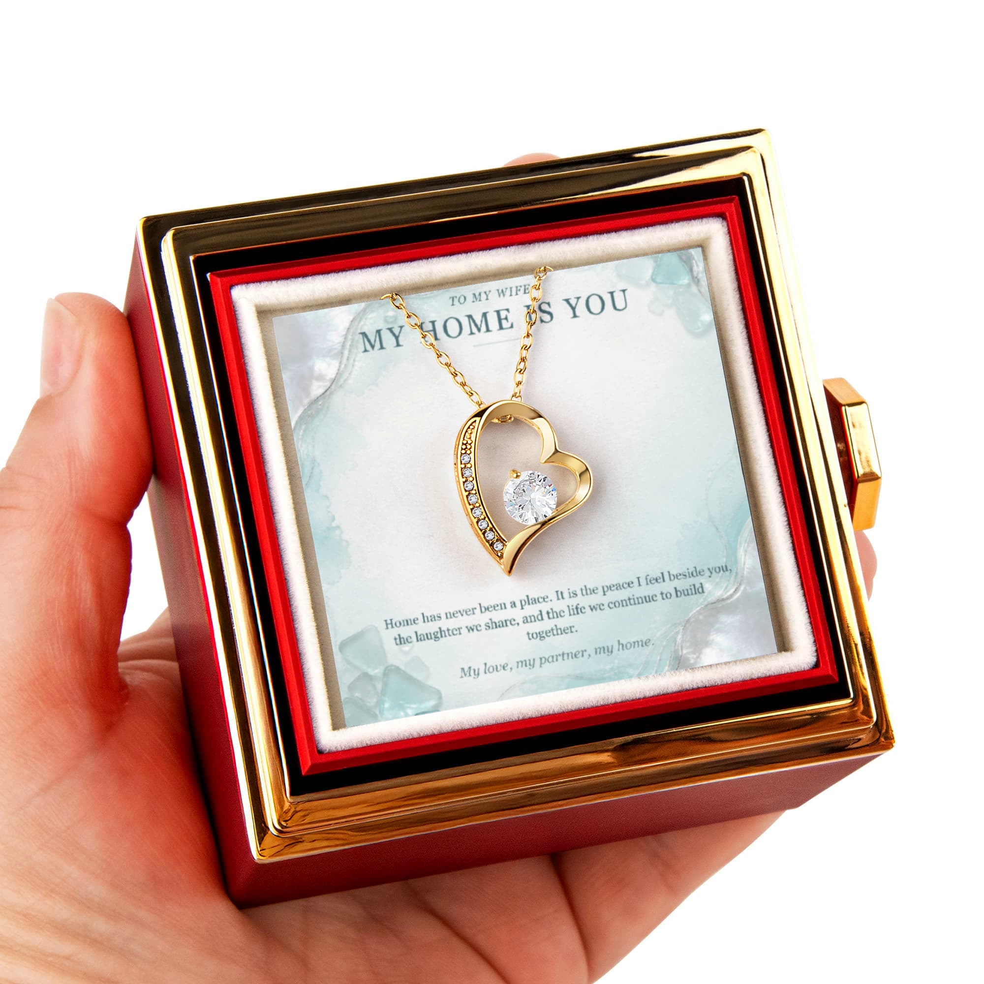 My Home Is You – Forever Love Rotating Rose Necklace