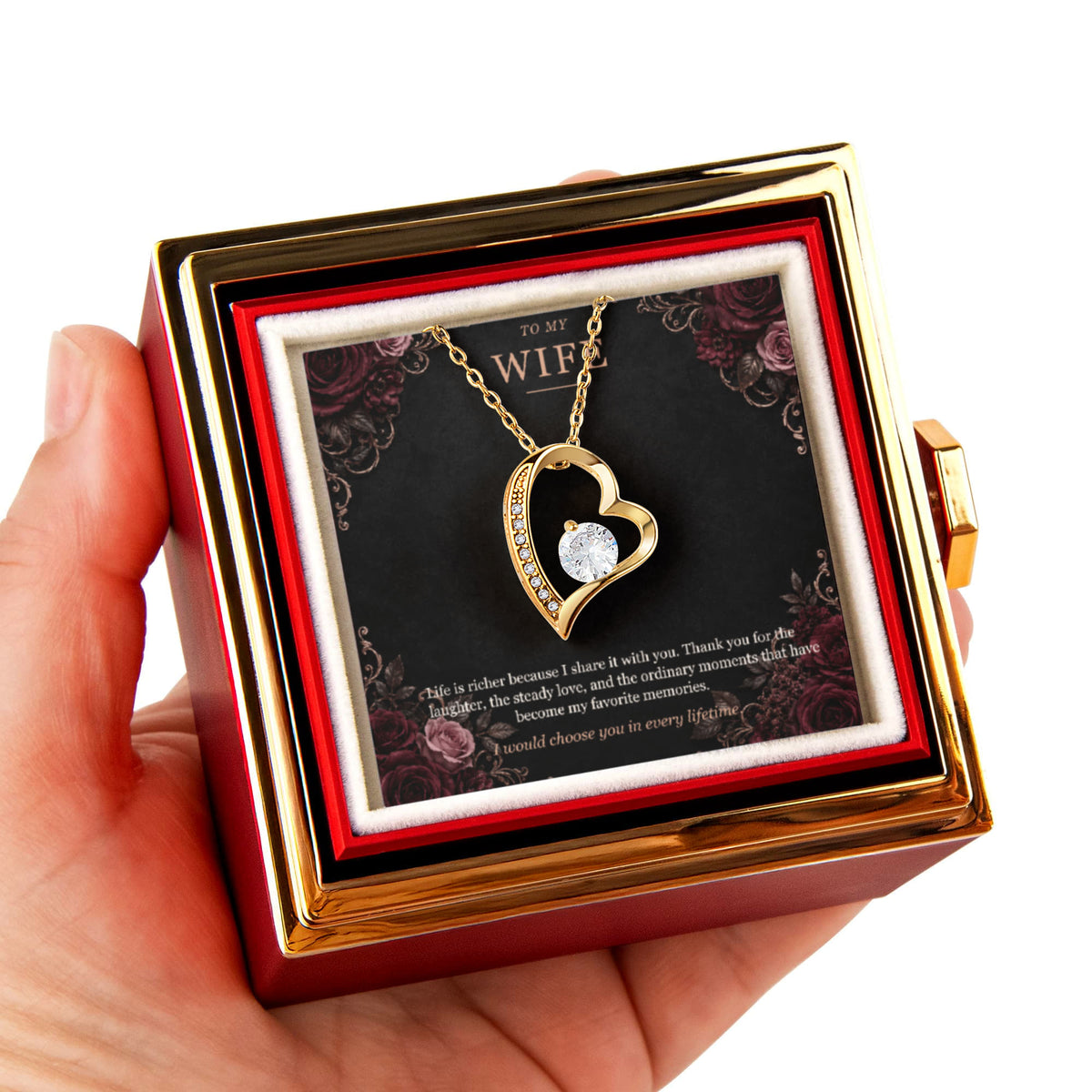 I Would Choose You Again – Forever Love Rotating Rose Necklace