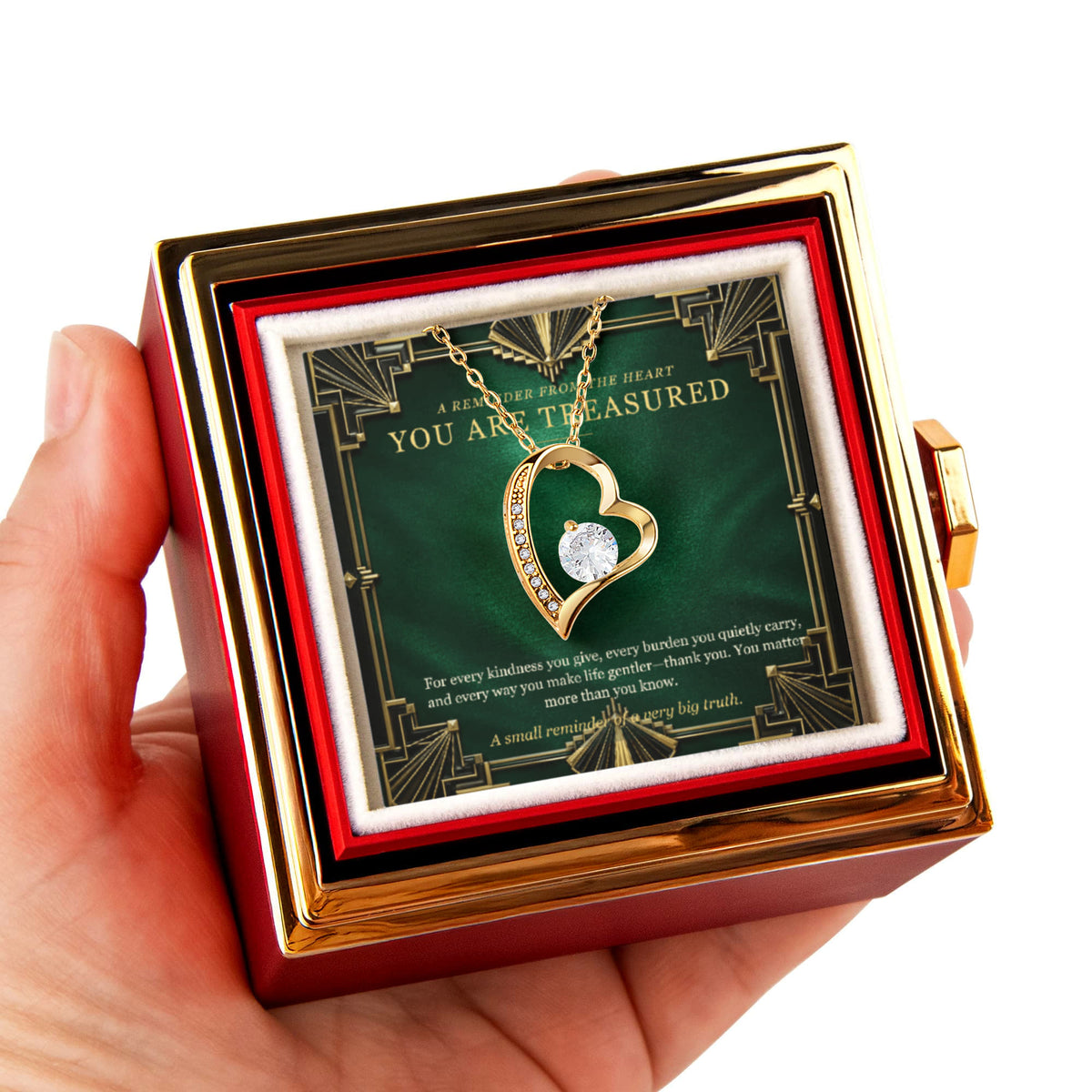 You Are Treasured – Forever Love Rotating Rose Necklace