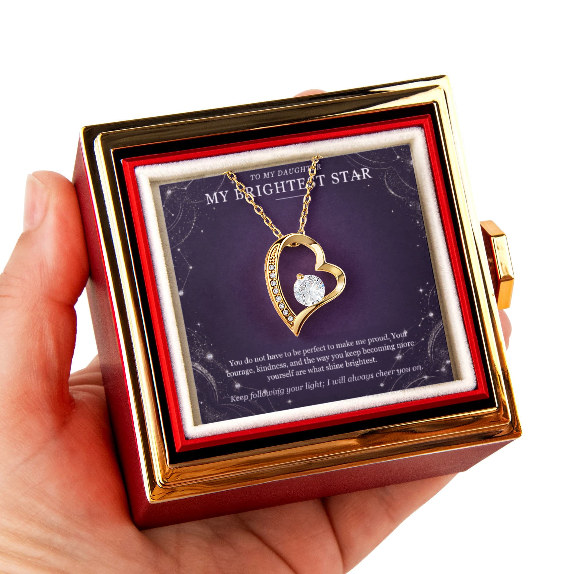My Brightest Star – Forever Love Rotating Rose Necklace