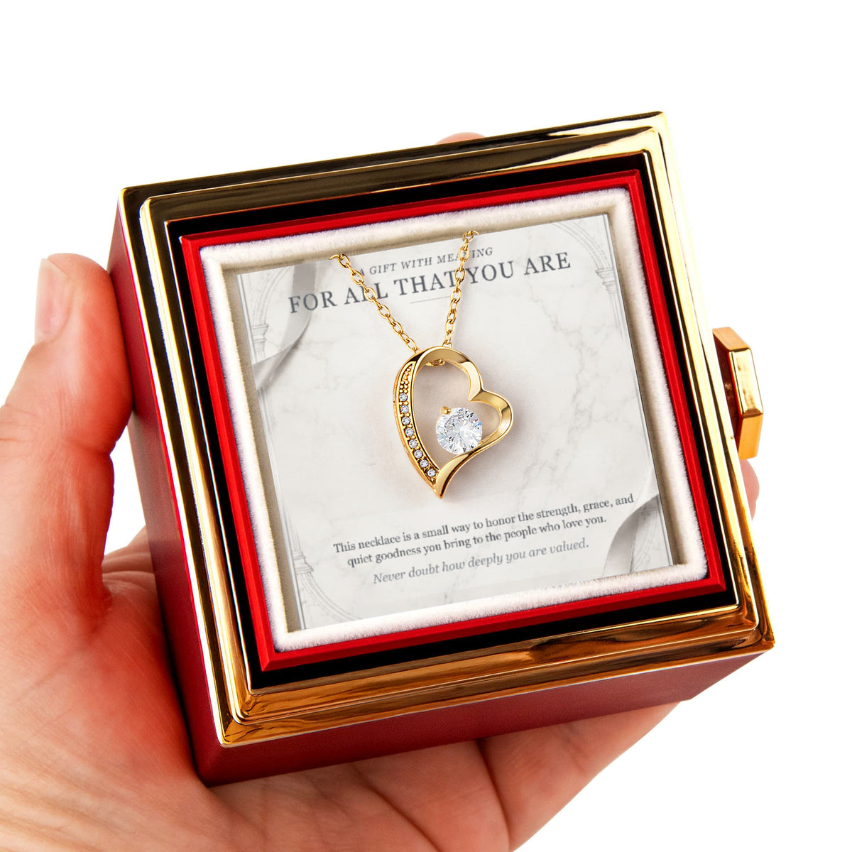 For All That You Are – Forever Love Rotating Rose Necklace