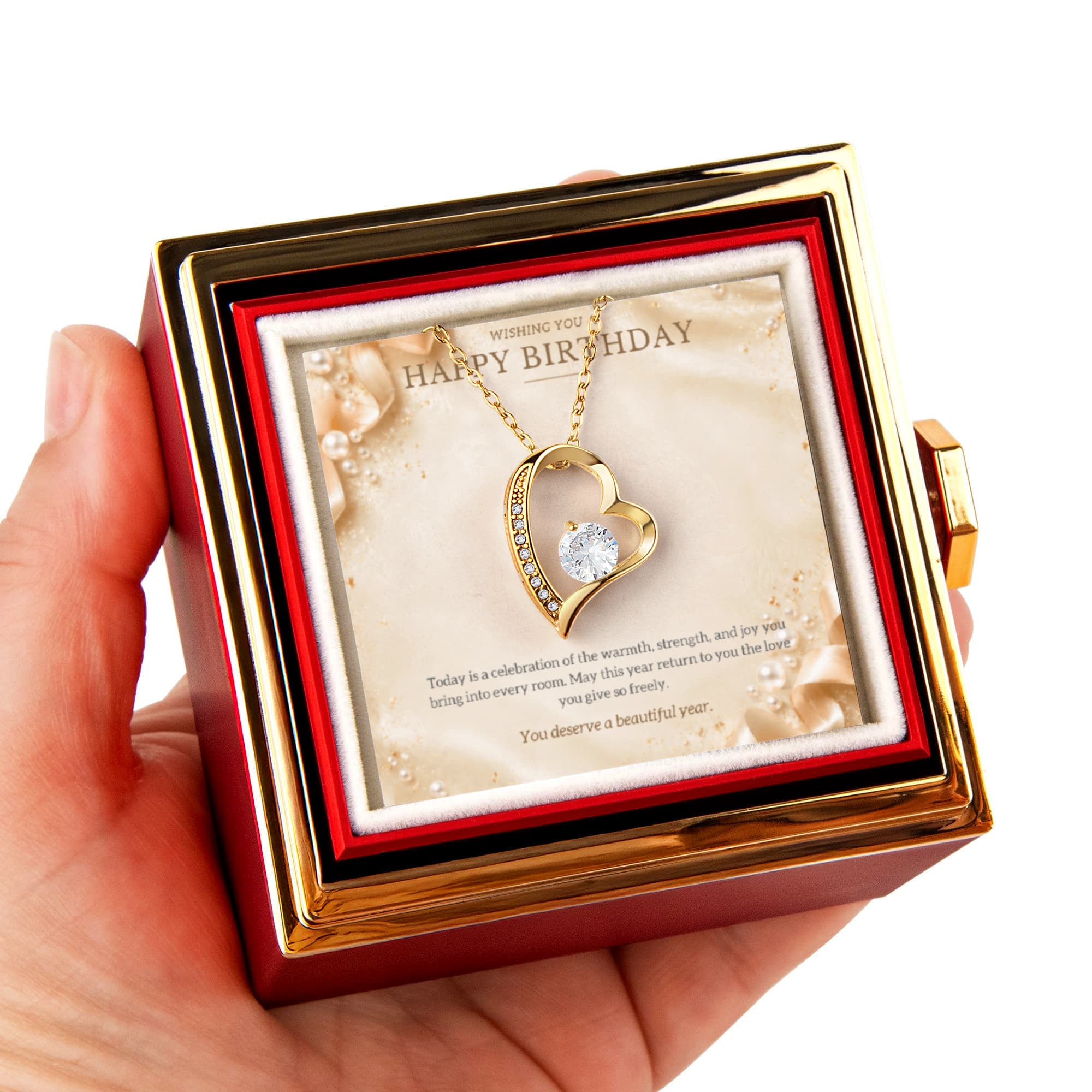 You Deserve A Beautiful Year – Forever Love Rotating Rose Necklace
