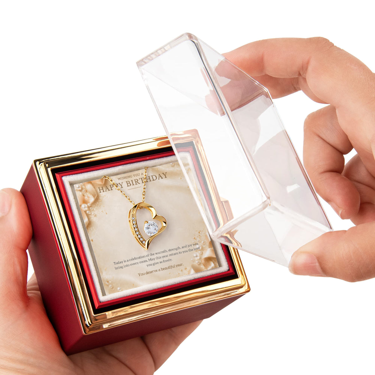 You Deserve A Beautiful Year – Forever Love Rotating Rose Necklace