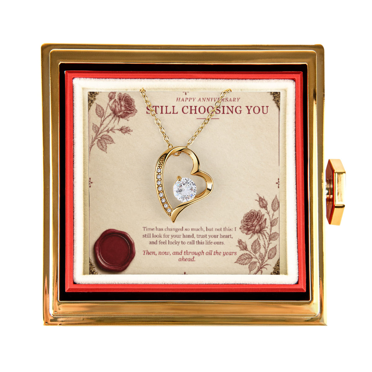 Still Choosing You – Forever Love Rotating Rose Necklace