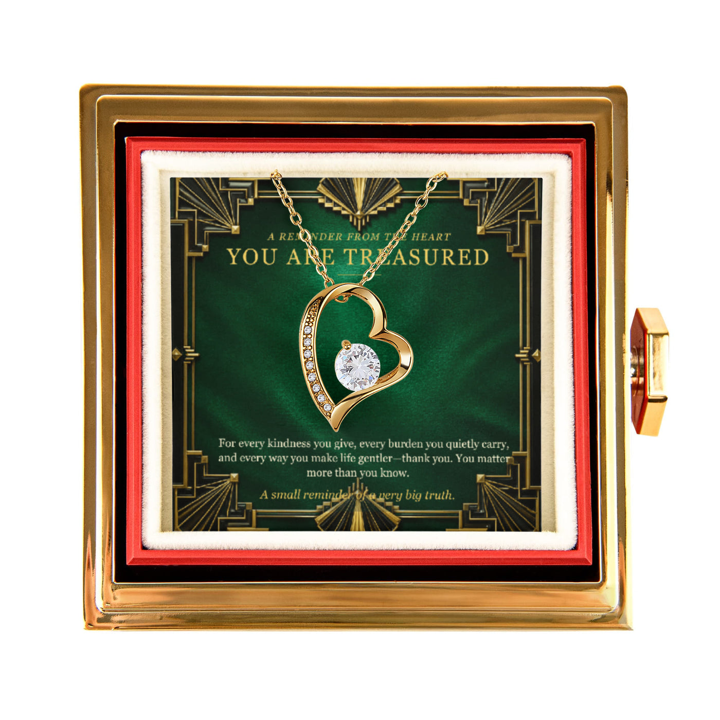 You Are Treasured – Forever Love Rotating Rose Necklace