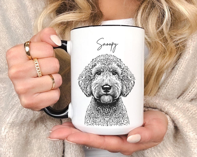 Personalized Poodle Dog Mug Custom Pet Name Gift For Dog Lover Unique Line Art Puppy Portrait Coffee Cup Thoughtful Owner Present