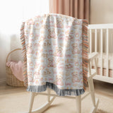 Personalized Teddy Bear Baby Woven Blanket Custom Name Girl Nursery Blanket Baby Shower Gift Pink Nursery Decor