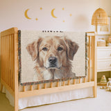 Dog Portrait Woven Blanket Personalized Pet Blanket Golden Retriever Gift Dog Lover Memorial Gift