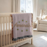 Personalized Name Woven Blanket Daisy Floral Blanket Custom Baby Blanket Nursery Decor Baby Shower Gift