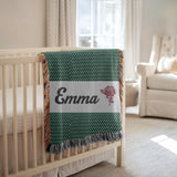 Grandma Gift Woven Blanket Personalized Nana Blanket Floral Rose Throw Cozy Grandmother Gift Family Keepsake