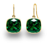 5.00 CTW Lab Grown Sapphire and Emerald Cushion Cut Drop Earrings Set - 14K Gold (2 Pairs)