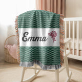 Grandma Gift Woven Blanket Personalized Nana Blanket Floral Rose Throw Cozy Grandmother Gift Family Keepsake