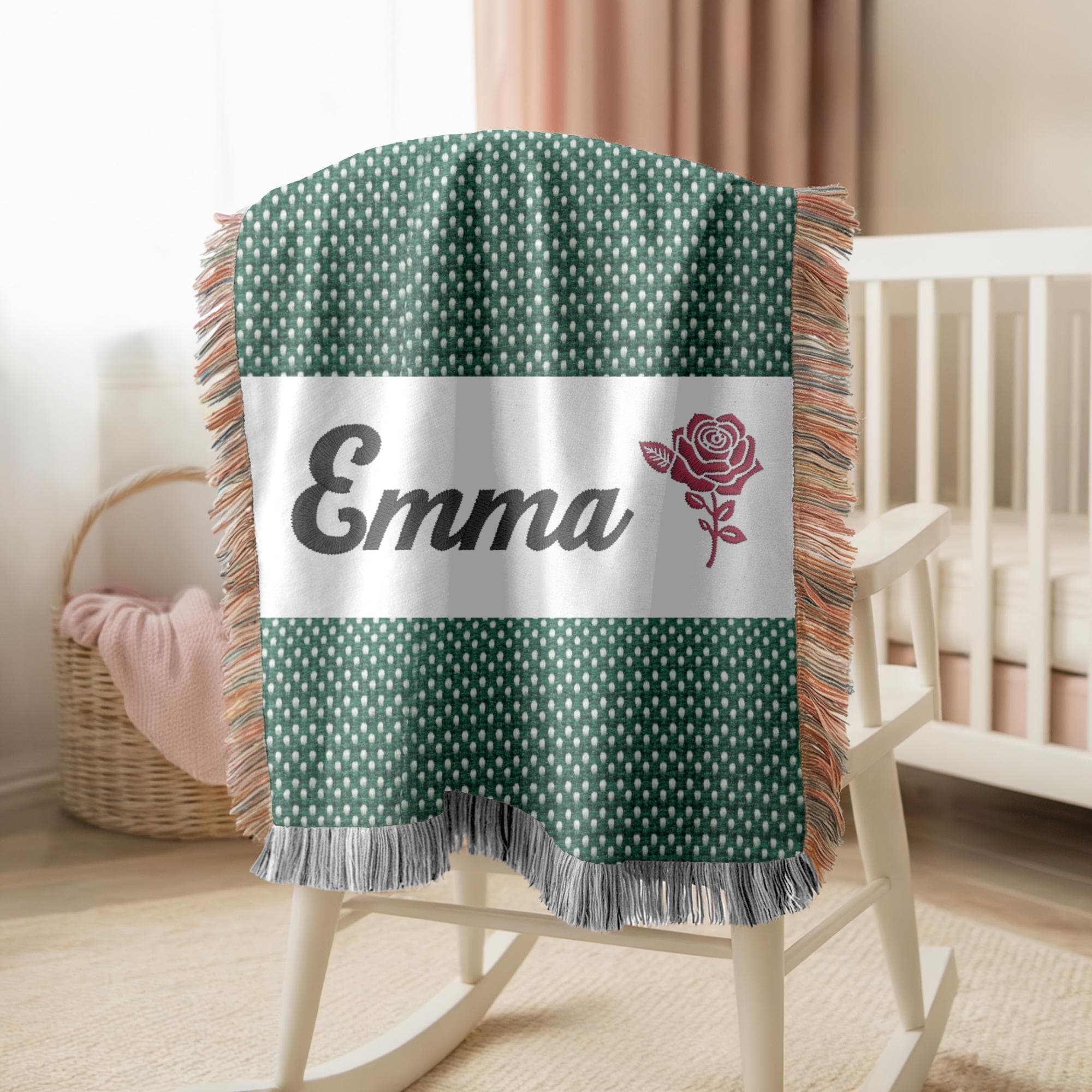 Grandma Gift Woven Blanket Personalized Nana Blanket Floral Rose Throw Cozy Grandmother Gift Family Keepsake
