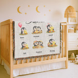 Penguin Bible Verse Kids Woven Blanket Christian Nursery Blanket Faith Baby Blanket Baptism Gift Baby Shower Gift Nursery Decor