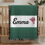 Grandma Gift Woven Blanket Personalized Nana Blanket Floral Rose Throw Cozy Grandmother Gift Family Keepsake