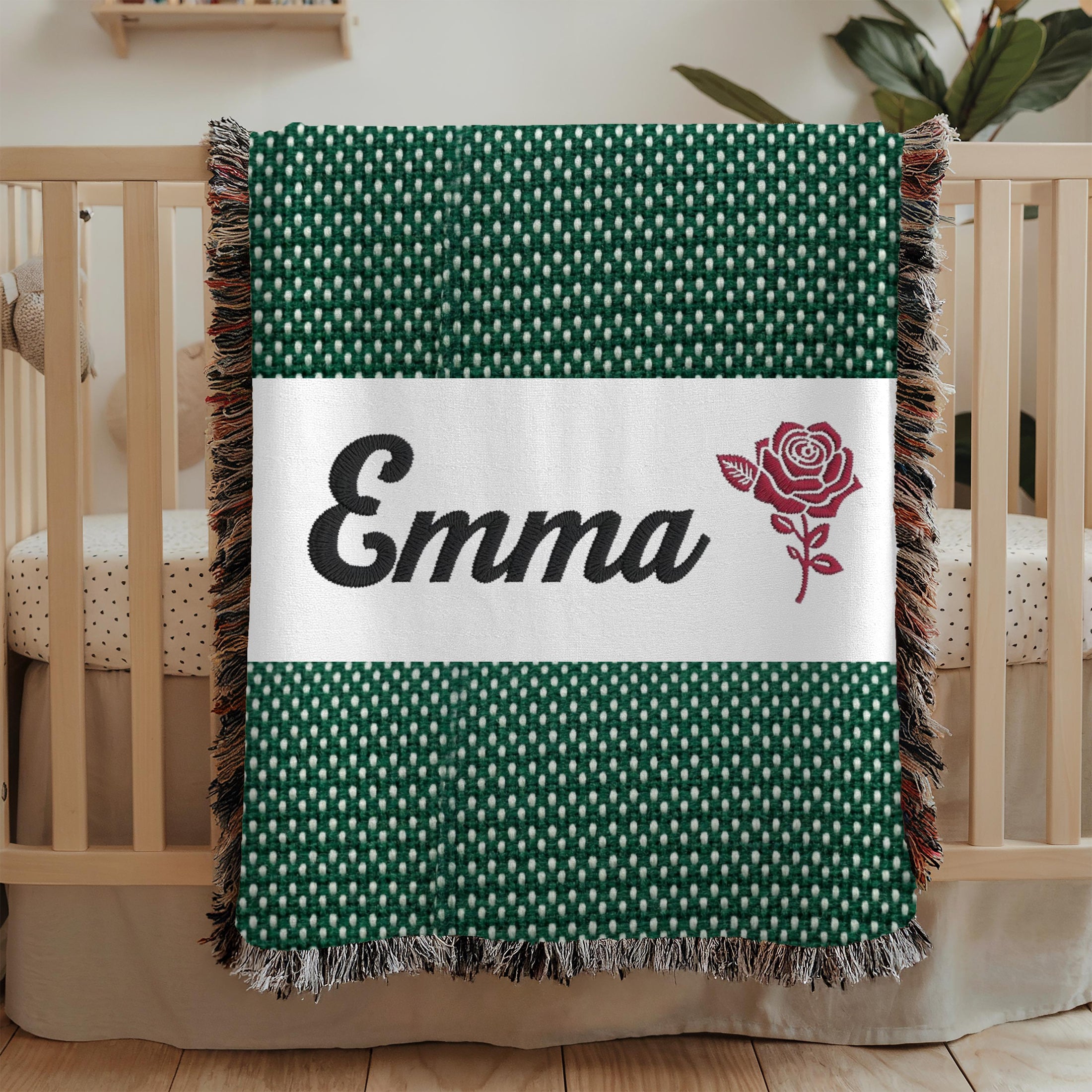 Grandma Gift Woven Blanket Personalized Nana Blanket Floral Rose Throw Cozy Grandmother Gift Family Keepsake