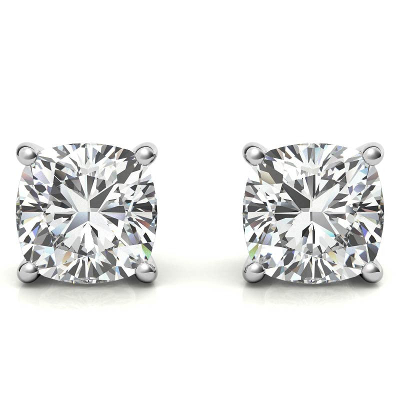 2.00 CTW Lab Created Moissanite Round Stud Earrings in Sterling Silver - 6mm Stones