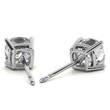 4.00 CTW Lab Created Moissanite Cushion Cut Stud Earrings in Sterling Silver - 8mm Stones