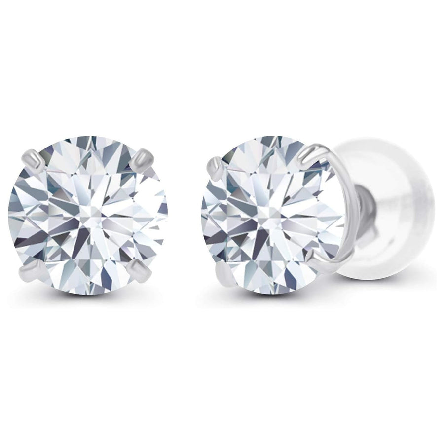 1.60 CTW Genuine Certified Moissanite Stud Earrings in Solid 14K White or Yellow Gold
