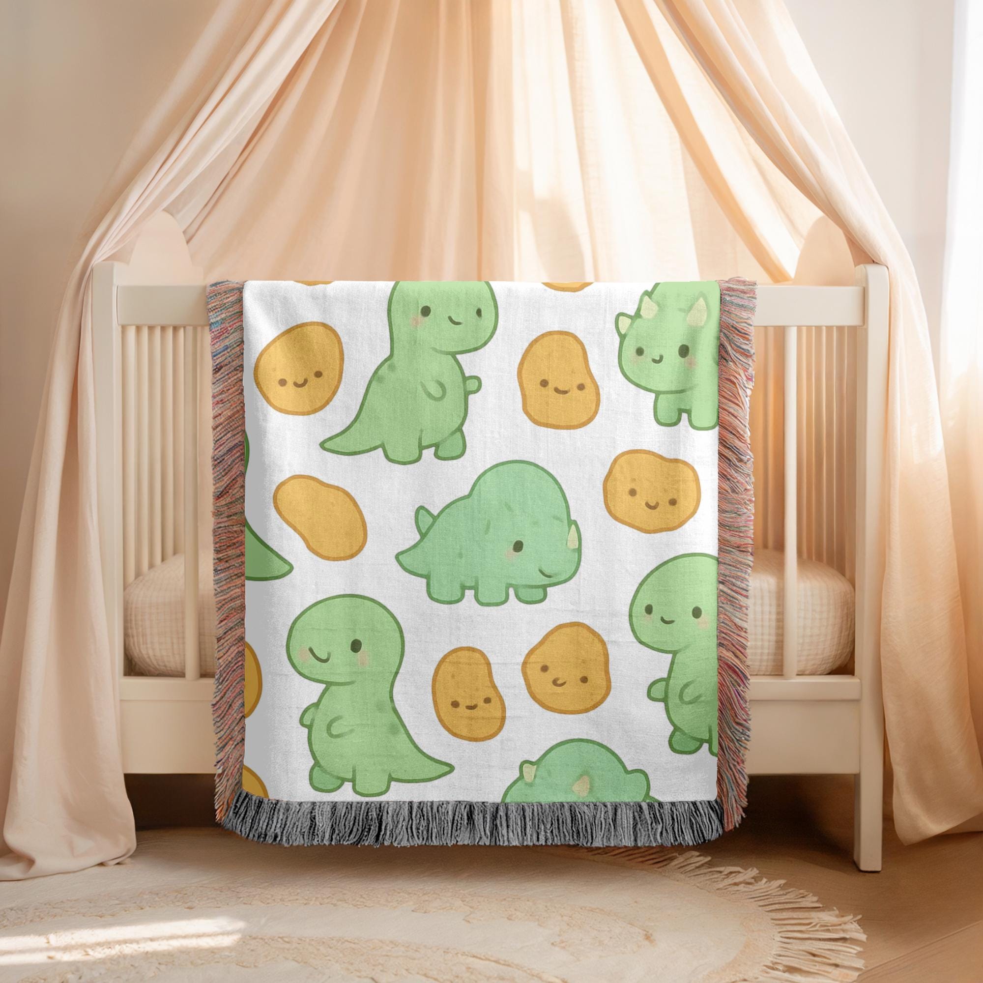 Cute Dinosaur Baby Woven Blanket Dino Nursery Blanket Kids Dinosaur Blanket Toddler Blanket Dinosaur Gift Baby Shower Gift