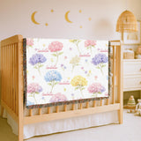 Personalized Hydrangea Floral Woven Blanket Custom Name Baby Blanket Girl Nursery Decor Botanical Throw Baby Shower Gift
